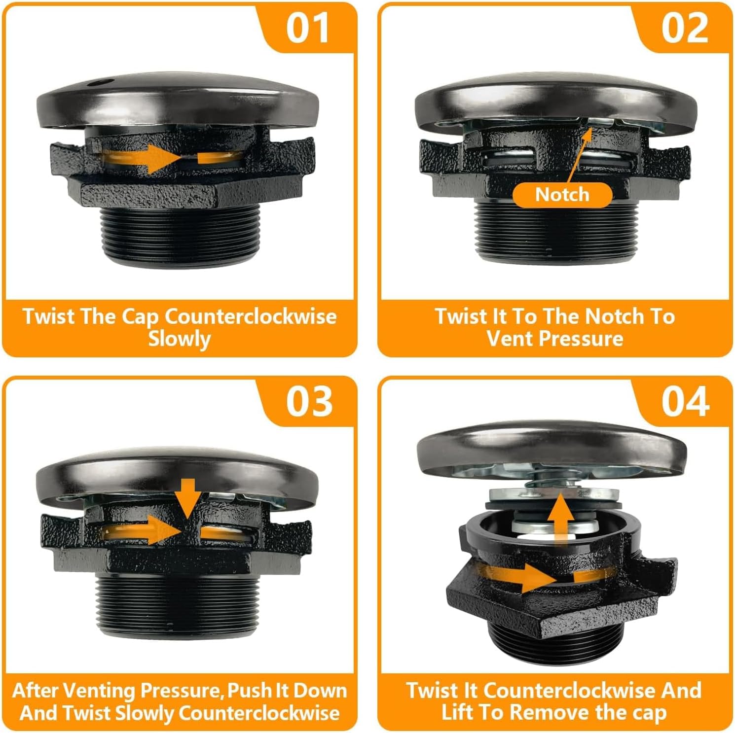 Transfer Tank Vented Cap with Threaded Neck, Vented Fuel Cap for transfer tank with 2 Inch Base, Diesel Fuel Cap, Transfer tank Fuel Cap & Vented Fuel Storage（black）