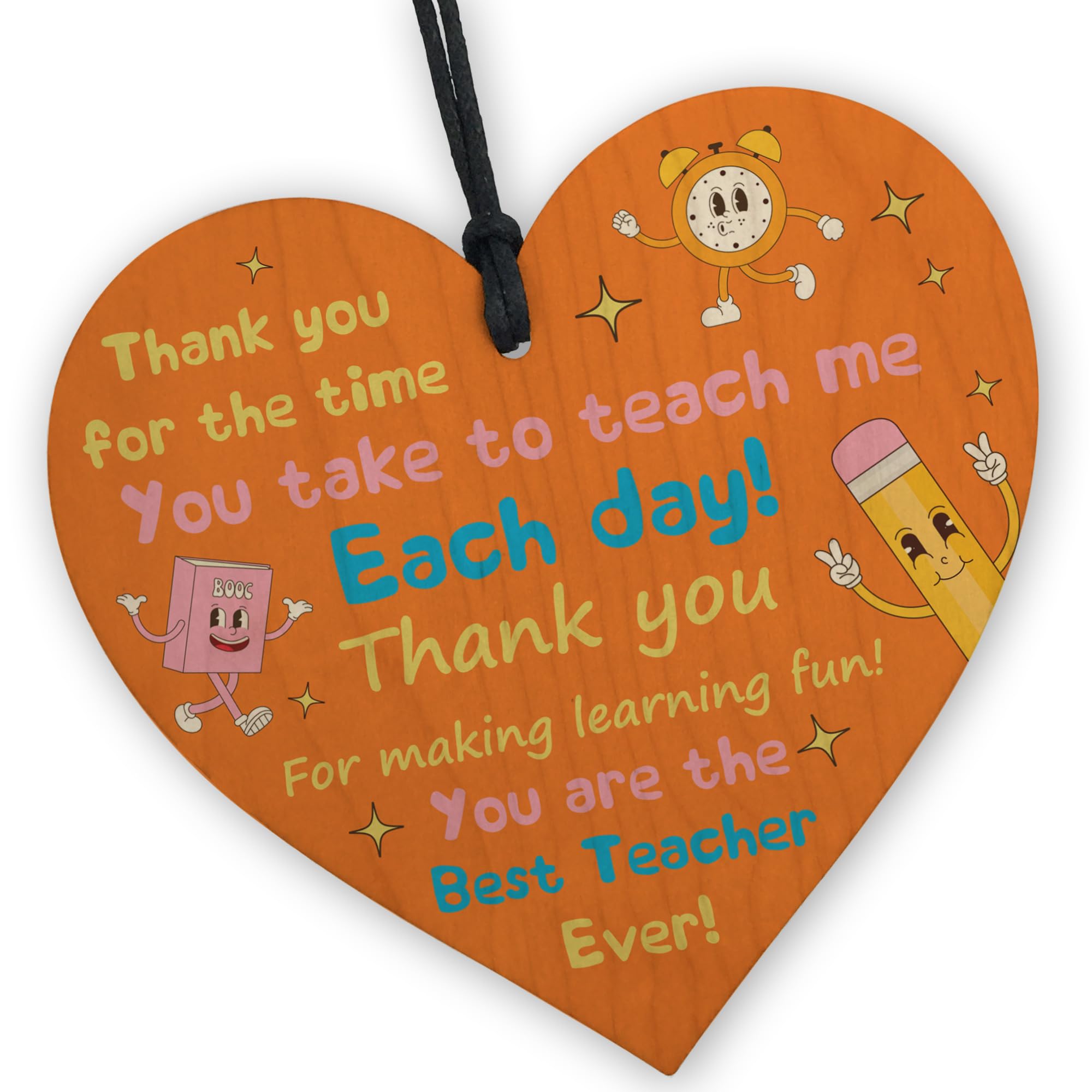 Red Ocean Gift for Best Teacher, Teacher Gifts, Wooden Hanging Heart, Teaching Assistant Gifts, Nursery Teacher Present, Teacher Plaque, Leaving School Gift, Nursery Gift Keepsake