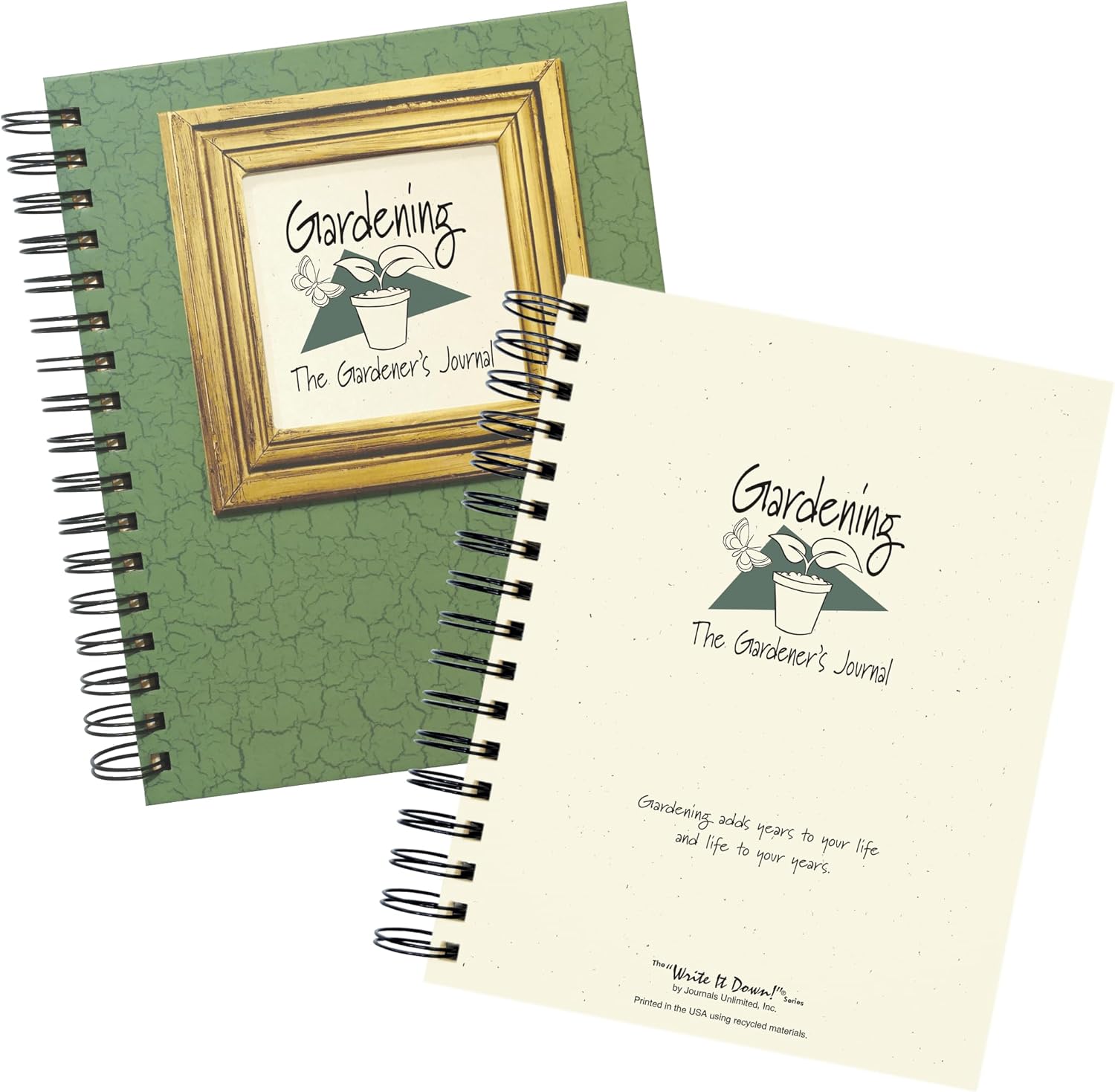 Write it Down series by Journals Unlimited, Series Guided Journal, Gardening, The Gardener's Journal, Full-size 7.5"x 9", Green Hard Cover, Made in USA