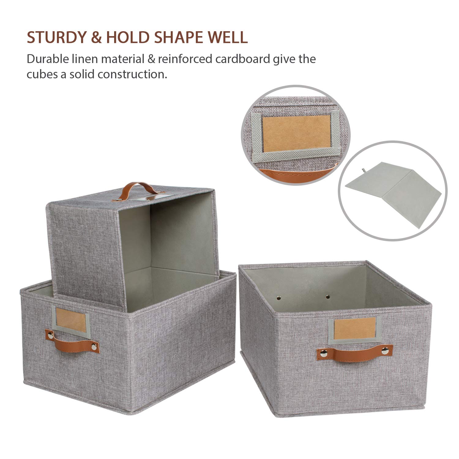 Large Fabric Storage Bins 3 Pack, 15.7x11.8x8.3" Foldable Storage