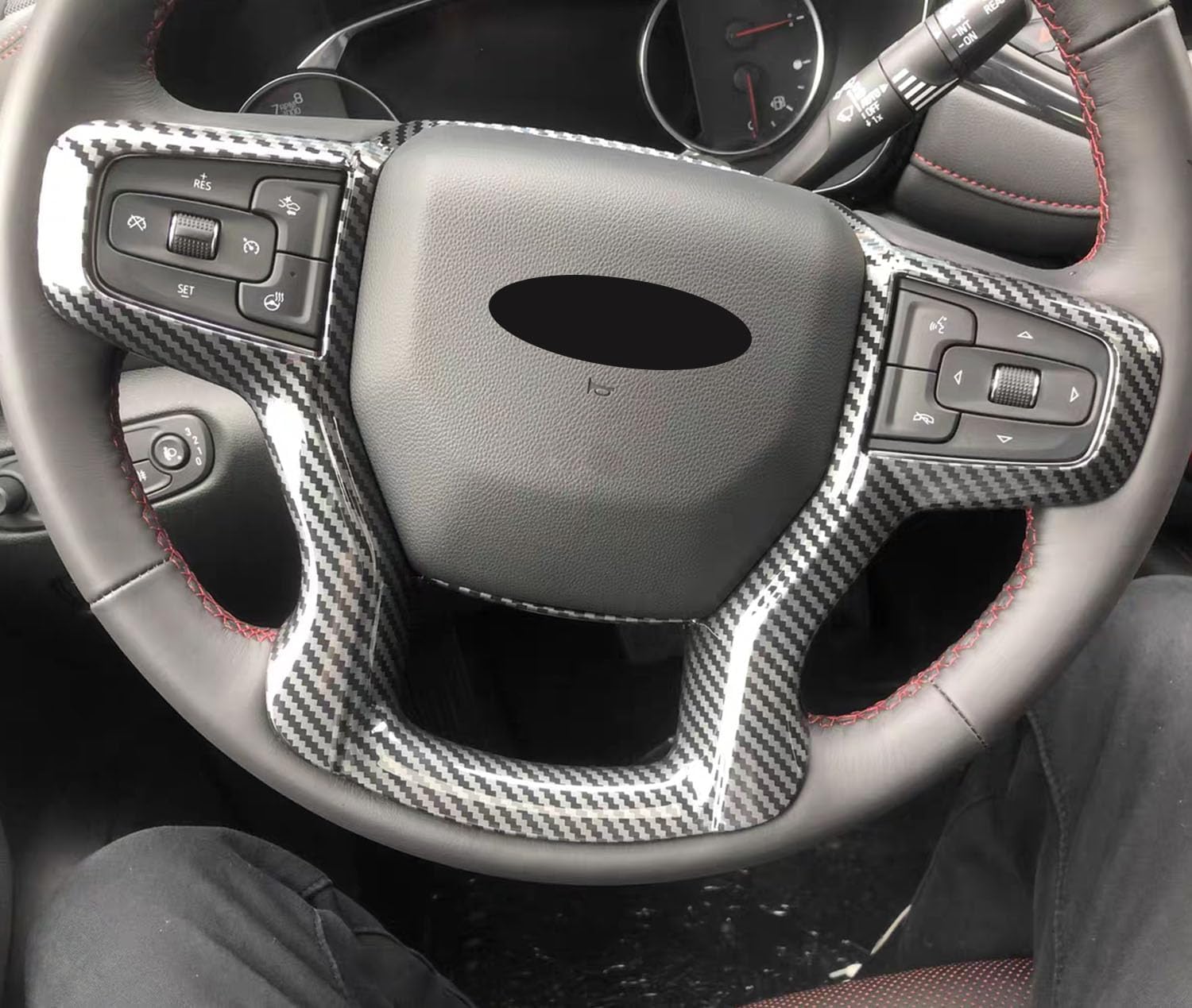 Generic for Chevrolet Blazer 2020 2021 2022 2022 2024 Interior Steering Button Cover Trim Car Accessories 1pcs, Carbon Fiber Grain