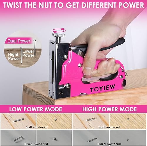 Miniatura 5 de Juego de 75 herramientas de pistola de grapas con pistola de grapas de tapicería 4 en 1 para madera resistente y 1200 grapas, decoración