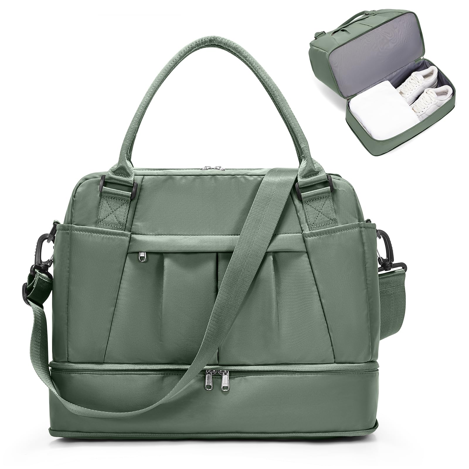 SEAFEW Bolsa de Viaje 40x20x25 para Ryanair,Impermeable Bolsa de Deporte para Gimnasio,Bolsa de Mano Equipaje de Fin de Semana 40x30x20 para Mujer,Bolso de Natación para Playa,D15-Gris Claro — view 49