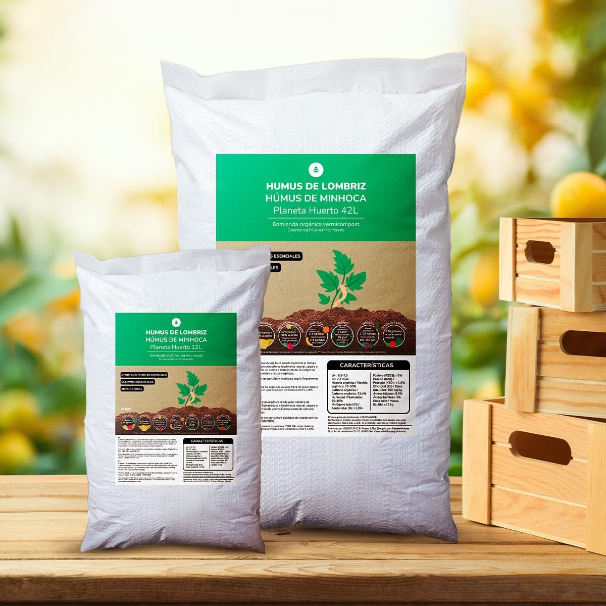 PLANETA HUERTO | Pack 2x Humus de Lombriz 42 L – Humus Enmienda orgánica natural para huerto y jardín, Fertilizante ecológico rico en nutrientes, mejora el suelo y estimula el crecimiento