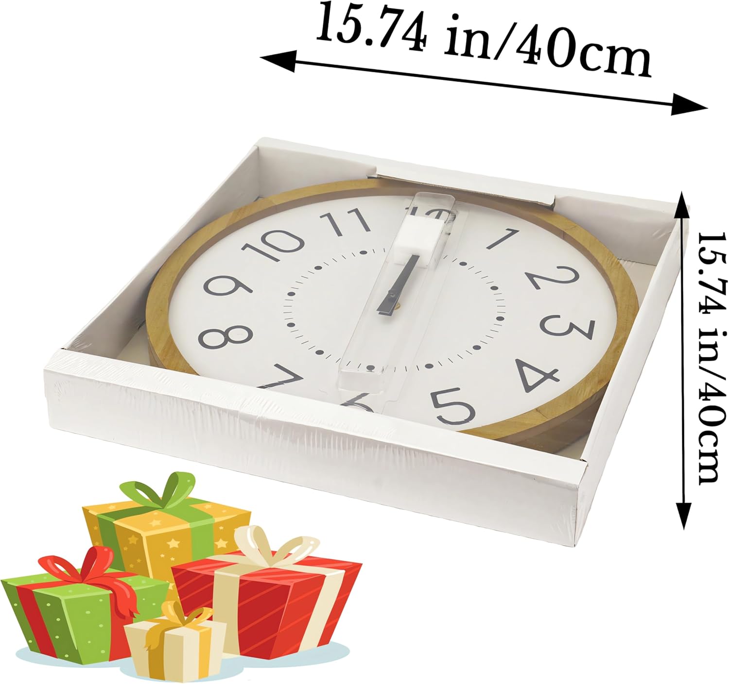 Farmhouse Silent 16" Wall Clock Battery Operate,Wooden Non Ticking Sweep Movement, Large Farmhouse Wall Clock for Kitchen, Bedroom, Home Office, Living Room Decor, Arabic Numerals