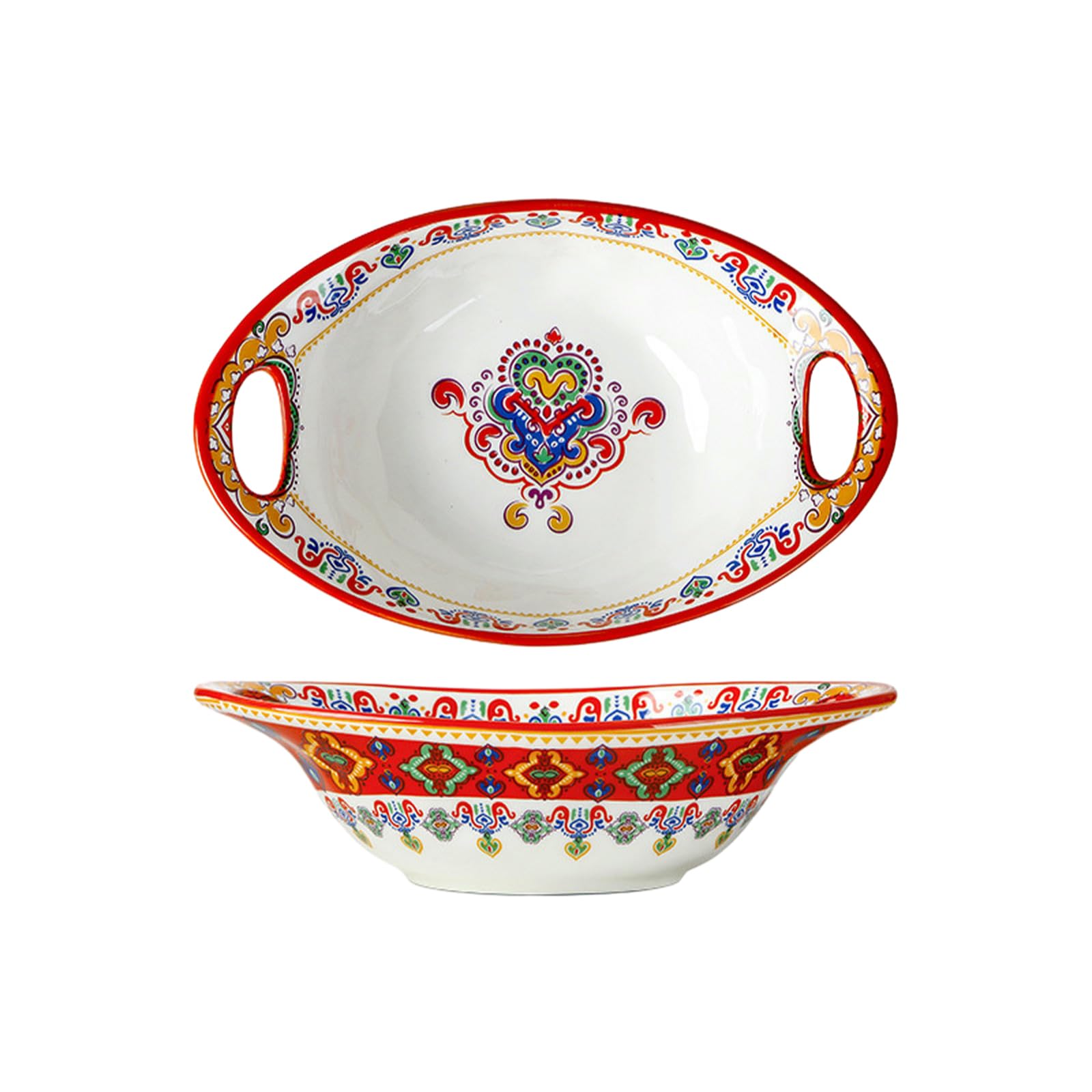 Cuenco de arroz redondo de cerámica martillada de estilo americano retro bajo vidriado delicado - Cuenco ovalado de doble oreja con patrón martillado