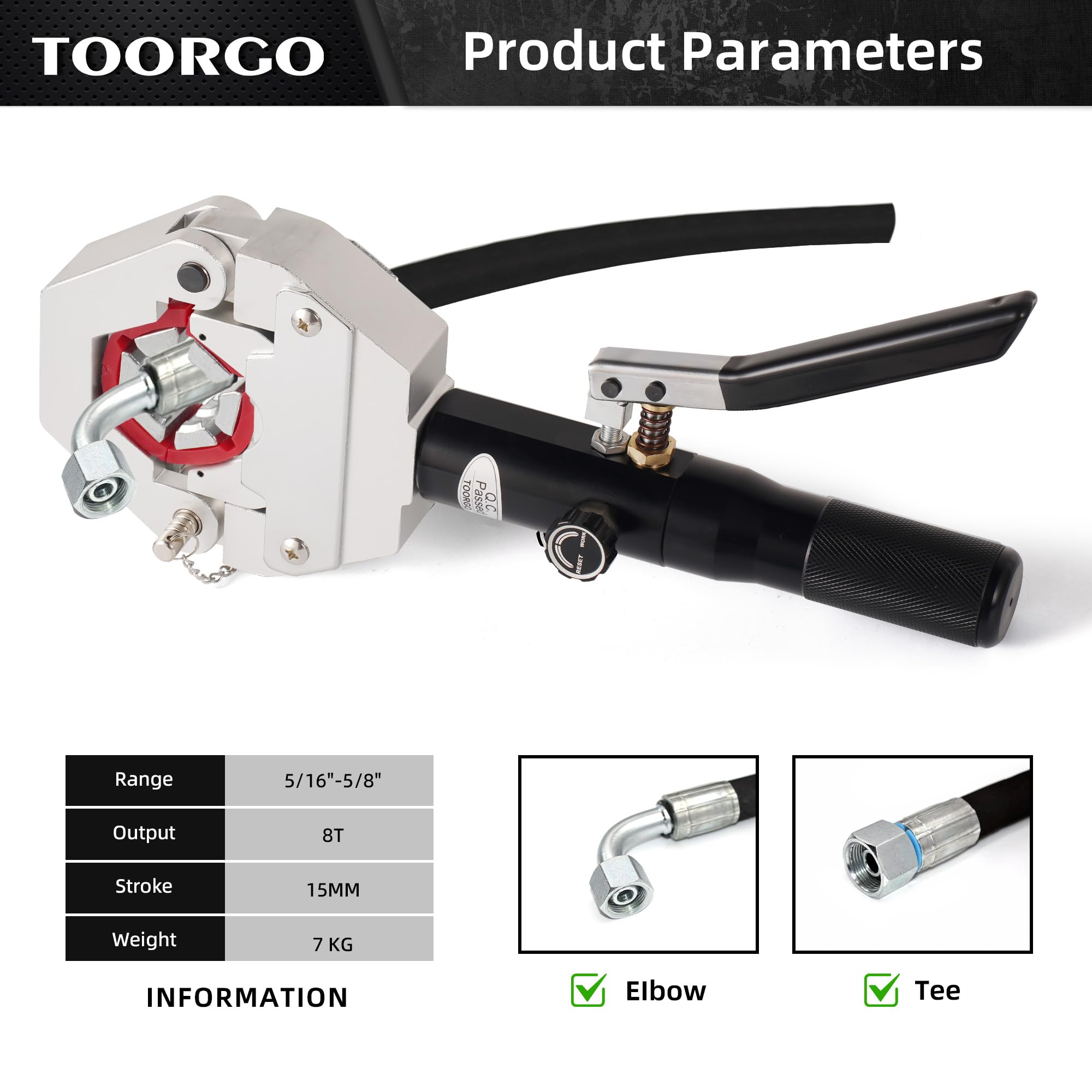 Kydra-Krimp 71500 - Kit de crimpadora manual de manguera de CA con 7 troqueles, herramienta de crimpado de reparación de aire acondicionado hidráulica para accesorios de CA y BH, Kydra-Krimp