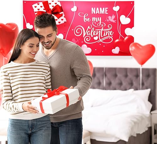 Miniatura 81 de Cartel de fondo personalizado para el día de San Valentín, decoración de San Valentín, letrero de vinilo con texto en inglés "Be My Valentine