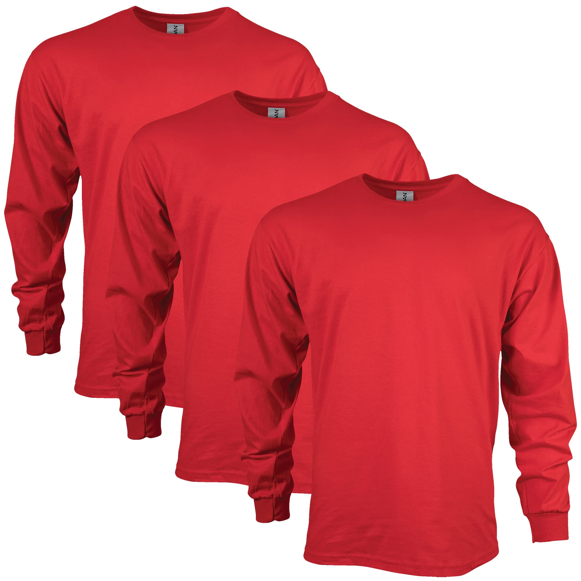 Gildan Men's Red Ultra Cotton Long Sleeve T-Shirt, Style G2400, M
