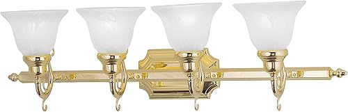Livex Lighting 1284-02 French Regency - Lámpara de baño con 4 luces, latón pulido