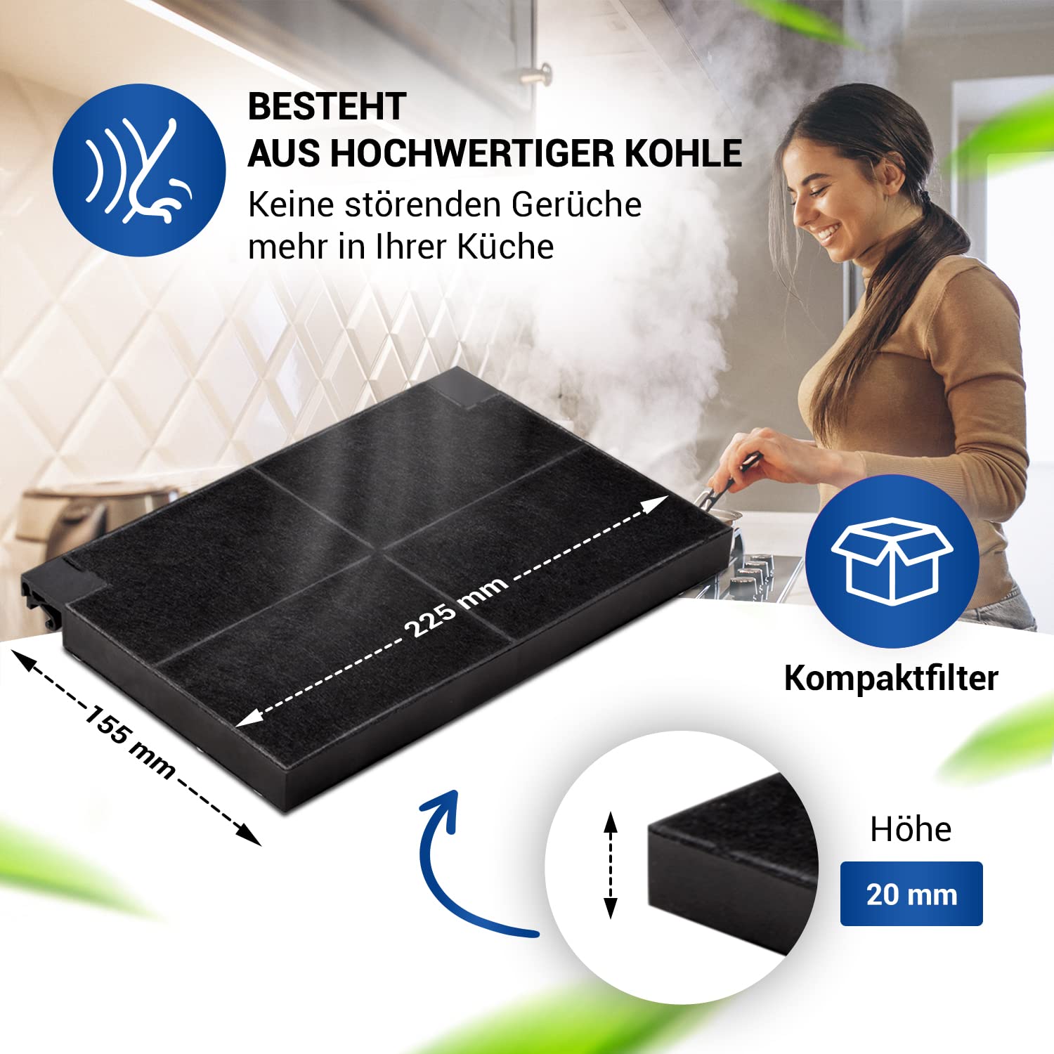 Wpro Aktivkohlefilter Für Dunstabzugshauben - 16 Cm Ø Mit Sättigungsanzeige