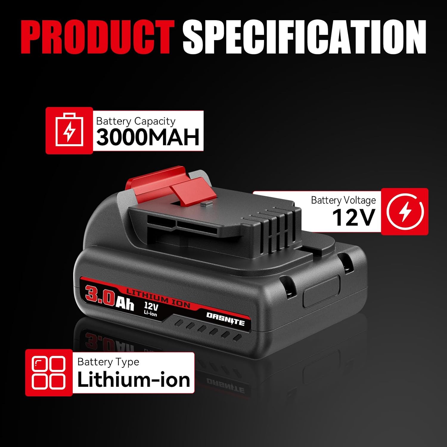 2Pack 3.0Ah 12V Lithium-ion Replacement for Dewalt 12V Battery Compatible with Dewalt Battery DCB120 DCB123 DCB127 DCB122 DCB121 DCB124 for Power Tool