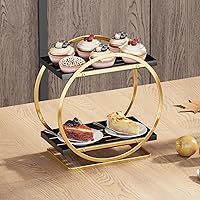 Vista 6 de Organizador de Maquillaje para Tocador, Organizador de Perfumes Negro Dorado para Cómoda, Organizadores de Encimera de Baño de 2 Niveles, Estante