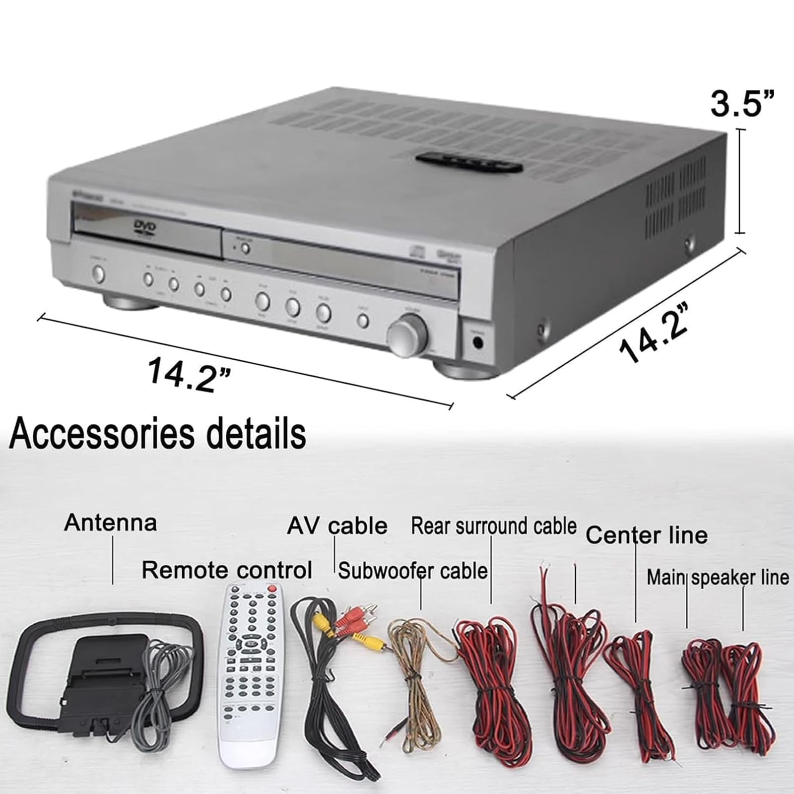 Amplificatore Home Theater con lettore DVD e telecomando, supporta USB, DVD, VCD, ottico, coassiale, equalizzatore audio surround, ingressi audio multipli, volume regolabile
