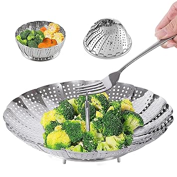Steamer Basket Stainless Steel Steamer Basket for Vegetable/Insert for Pots, Pans steam Boiling | Foldable Vegetable Steamer for Cooking to Fits Various(23 CM)