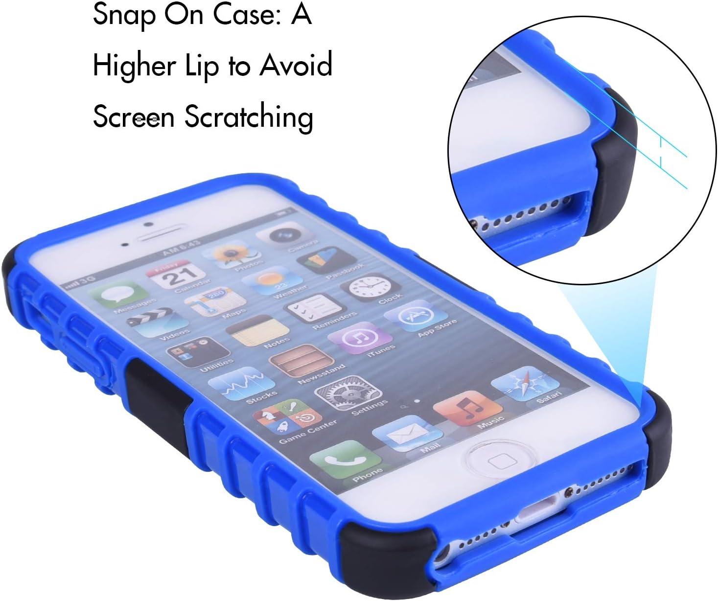 Wisdompro Case for iPhone SE 1st Generation, 2 in 1 Heavy Duty Hard PC Soft TPU Rugged Protective Cover with Foldable Kickstand for iPhone 5, for iPhone 5s, for iPhone SE 2016 - Blue/Black