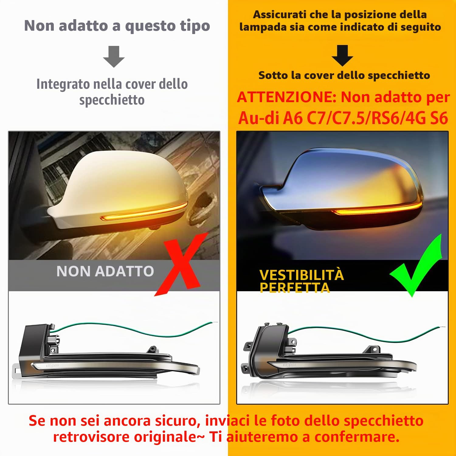 Indicatore di Direzione per Specchietti Retrovisori Laterali a LED Dynamic Side Maker Per Au-di A4 B8.5 A5 B8.5 S5 A3 8P B8.5 RS3 RS4 RS5, Lampada LED Indicatore Specchio,Blu e Giallo,2 Pezzi