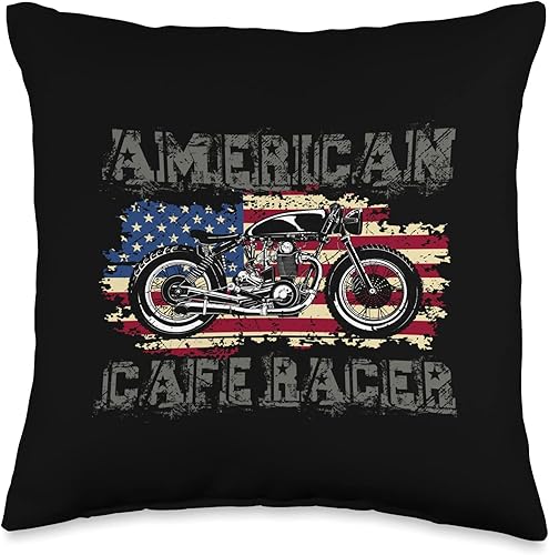 American Cafe Racer Biker Men Women Adult Teens Boys Girls Throw Pillow, 16x16, Multicolor