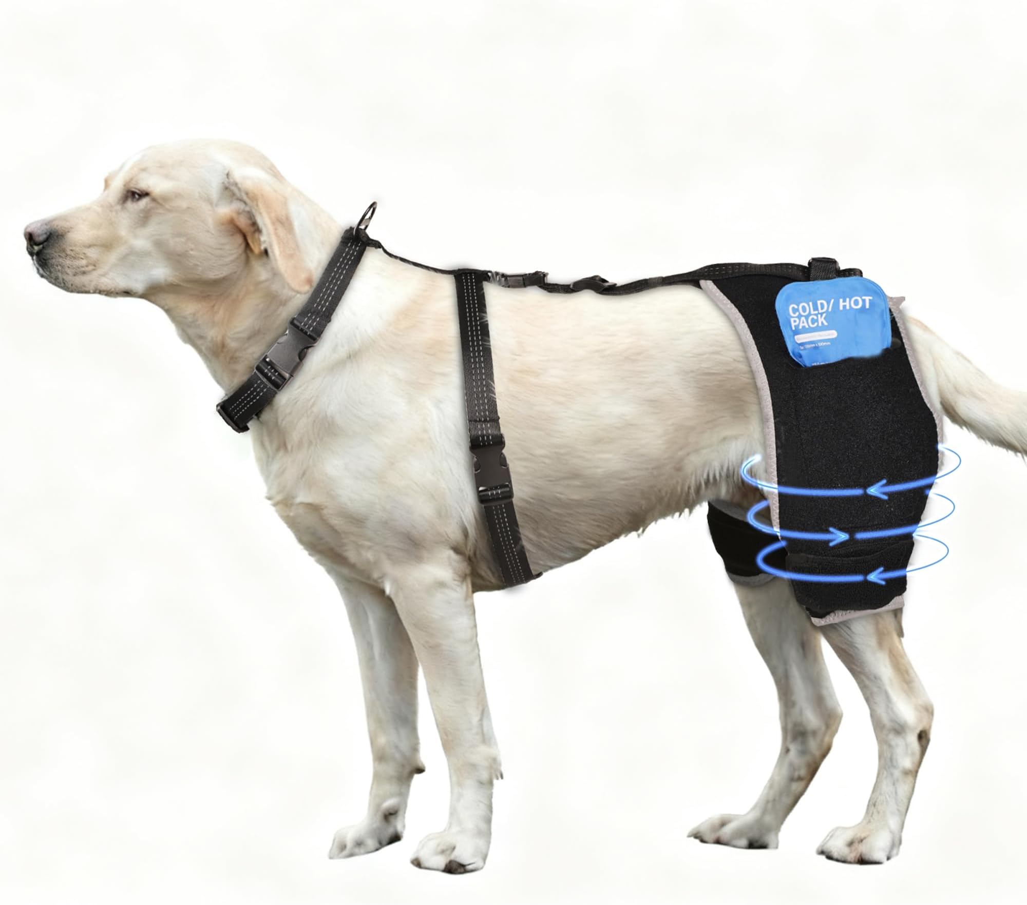 Dog Hip Brace for Torn ACL Hind Leg Support – Adjustable Dog Leg Brace for Back Leg with Hot & Cold Therapy Gel Pack, ACL Brace for Dogs L