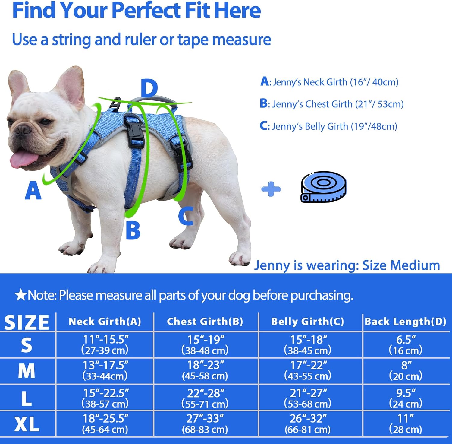 Huntboo Escape Proof Dog Harness, Escape Artist Harness, Reflective Dog Harness with Handle, Durable,Adjustable Vest for Small Medium Large Dogs Walking, Training, and Running Gear(Sea Blue,L)