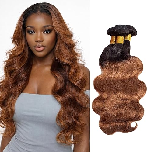 Body Wave Human Hair Bundles 22 24 26 Inch 3 Bundles Ombre Brown Highlight T1B/3