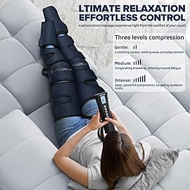 Air Compression Leg Massager with Heat - Ideal Christmas, Mother\'s Day and Father\'s Day Gifts for Men, Women, Dad, Mom - Relieves Foot and Knee Pain, Eases Varicose Veins, Cramps, Swelling and Edema