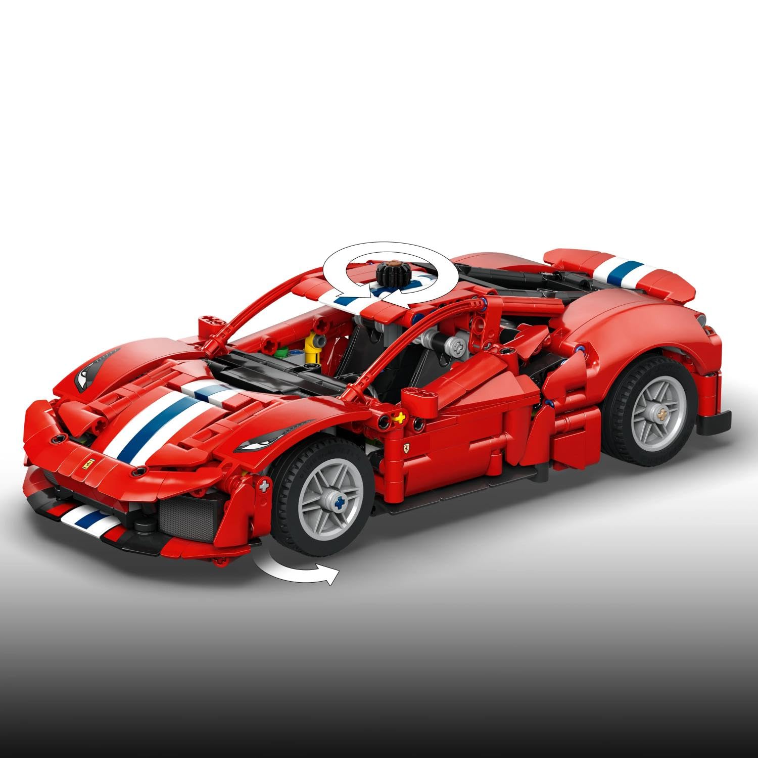 LEGO Technic Auto Ferrari 488 PISTA - Macchina Giocattolo con Motore V8, Sterzo e Differenziale - Decorazione da Cameretta - Regalo per Gamer, Bambini e Fan degli Sport Motoristici da 9 Anni - 42235