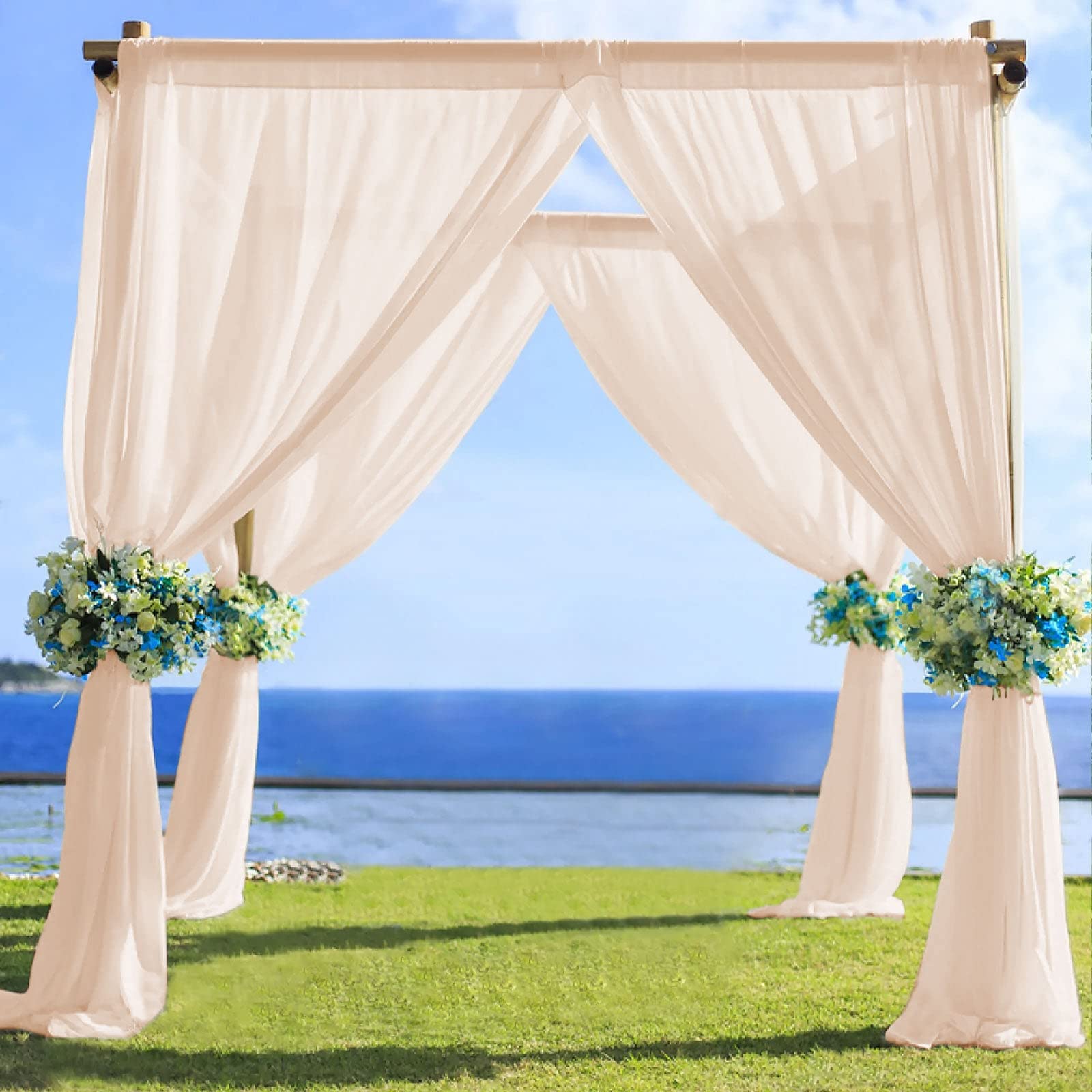 Tableclothsfactory Nude Sheer Premium Chiffon Curtain Panel Backdrop Drapery with Rod Pockets | 5ft x14ft