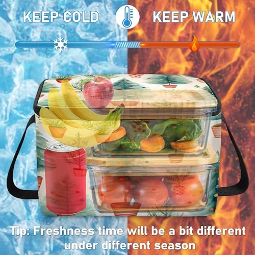 Miniatura 6 de QsirBC Bolsa de almuerzo aislada con temática de árbol de Navidad, bolsa de almuerzo reutilizable para adultos y hombres, lonchera para trabajo,