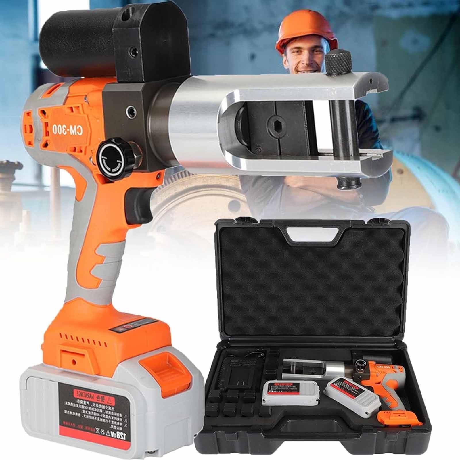 16-300mm² Akumulatorowa zaciskarka hydrauliczna,Elektryczne hydrauliczne szczypce zaciskania z 11 szt. matryc,Zasilane bateryjnie narzędzie zaciskania kabli Zaciskarka