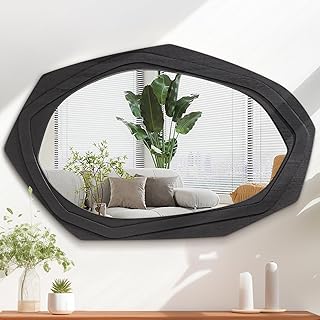 Comprar AAZZKANG Espejo de pared irregular negro con marco de madera, grande, 70 x 45 cm, espejos colgantes asimétricos vintage para baño, dormitorio, sala de estar, entrada