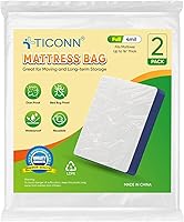 Vista 19 de TICONN 2PK Bolsa de plástico para colchón para mudanza y almacenamiento, cubierta protectora impermeable para colchón, suministros resistentes