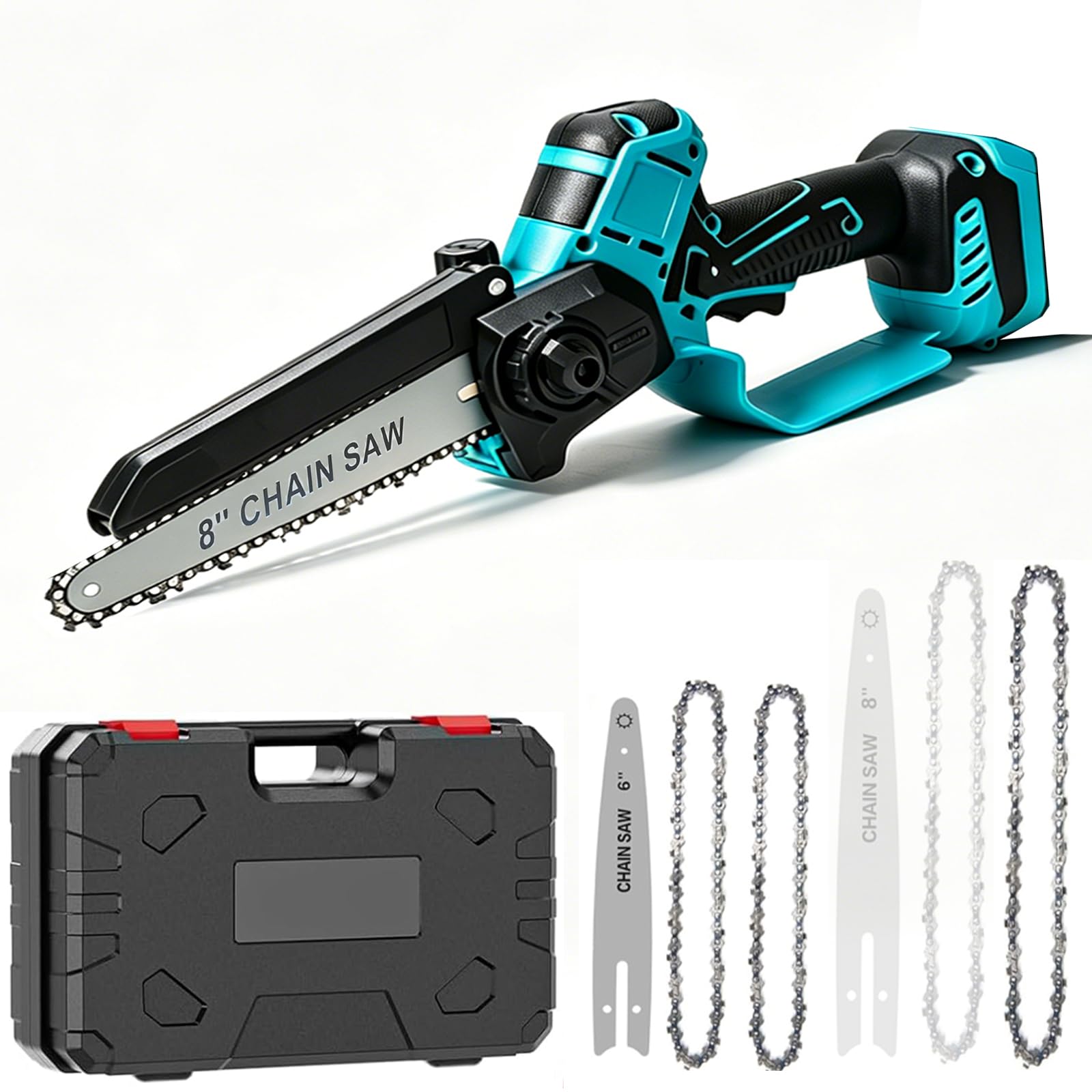 Akumulatorowa piła łańcuchowa mini kompatybilna z Makita 18 V (bez akumulatorów), elektryczna piła do gałęzi 8", 15 cm, elektryczna piła łańcuchowa z łańcuchem, automatyczna olejarka, piła łańcuchowa
