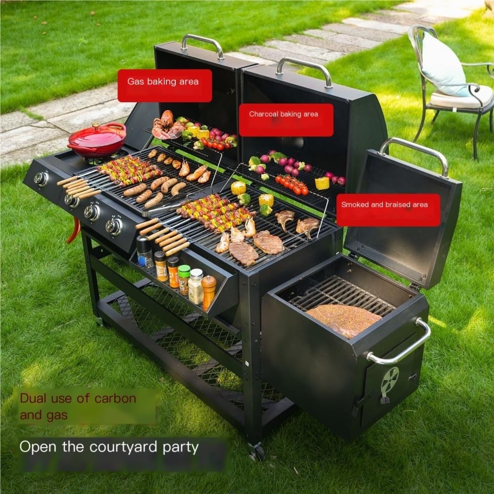 Grill na świeżym powietrzu z możliwością podwójnego paliwa do wszechstronnego gotowania na podwórku i rozrywki domowej
