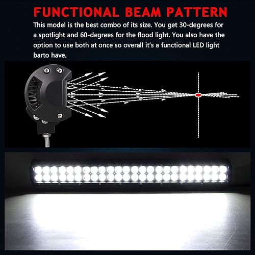 Miniatura 5 de AUXTINGS Barra de luz LED de 22 pulgadas, 144 W, haz combinado de inundación, luces LED para conducción todoterreno, para jeep, camión, vehículos