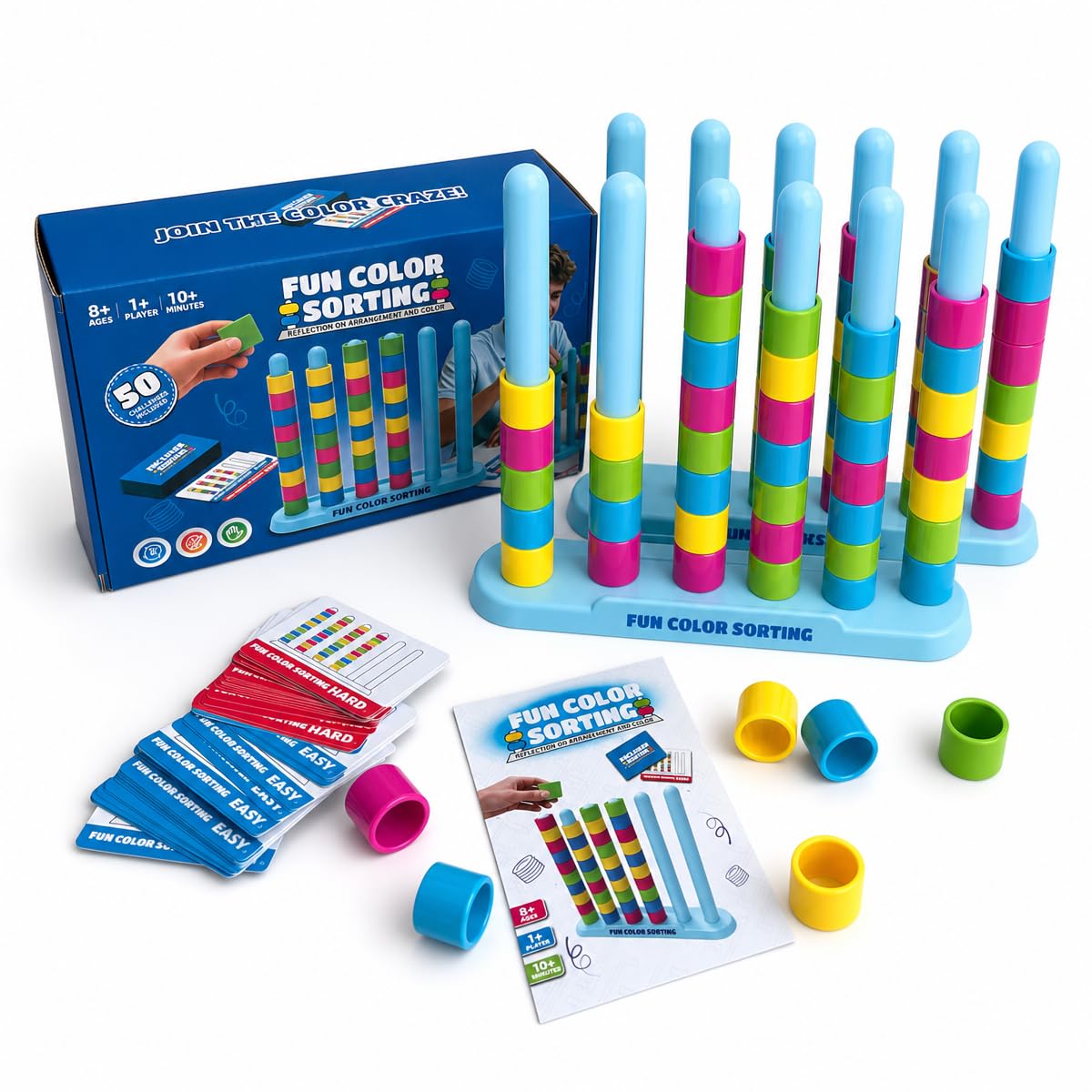 2 Pack Colour Stack Challenge Game Family Board Games for Kids and Adults