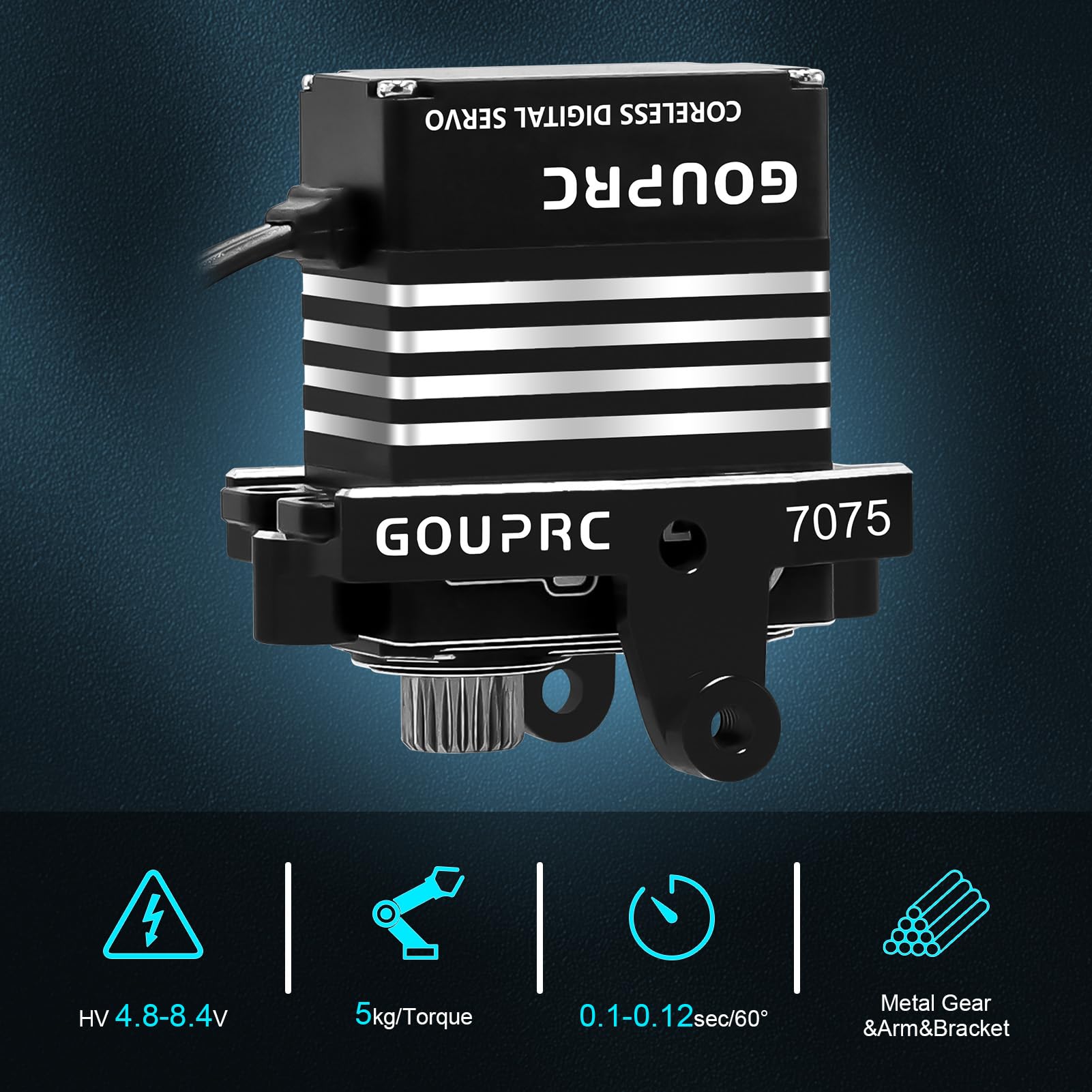 Servo de moteur sans noyau en métal 9 kg à couple élevé avec support de montage et bras et pour servo 1/18 TRX4M Servo RC Car Upgrade Parts (Noir)