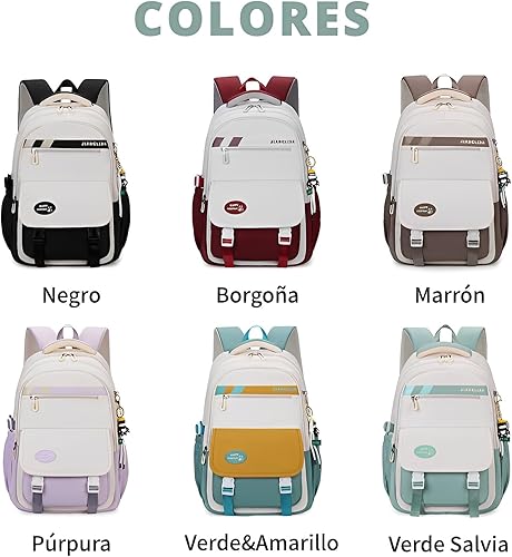 Miniatura 7 de Mochila Kawaii con bonitos accesorios, protección para la columna vertebral, antiladrón, bonita bolsa de libro estética, Marrón, Kawaii