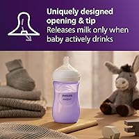 Vista 3 de Philips Avent - Biberón natural con boquilla de respuesta natural, morado, 9 onzas, paquete de 4, SCY903/34