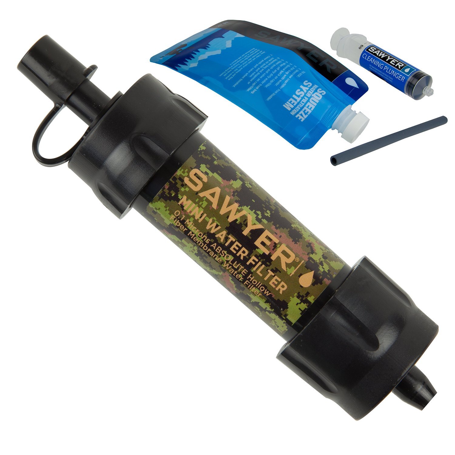 2-er Pack Sparset Sawyer Mini PointONE Wasserfilter enfernt 100% Mikroplastik (Schwarz&Camouflage)