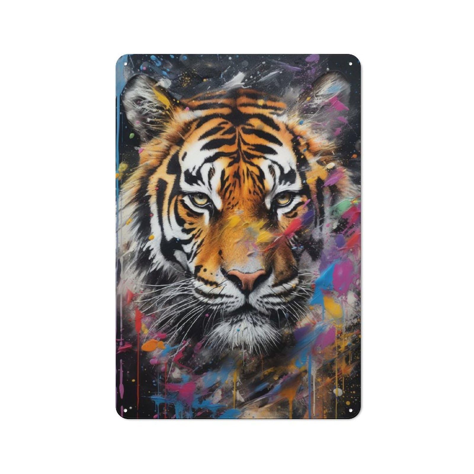 Junmoney Tiger Walking In Paint Metal Wall Sign 30X20cm Featuring For Living Room Wall, For Decorating Living Rooms And Feature Walls