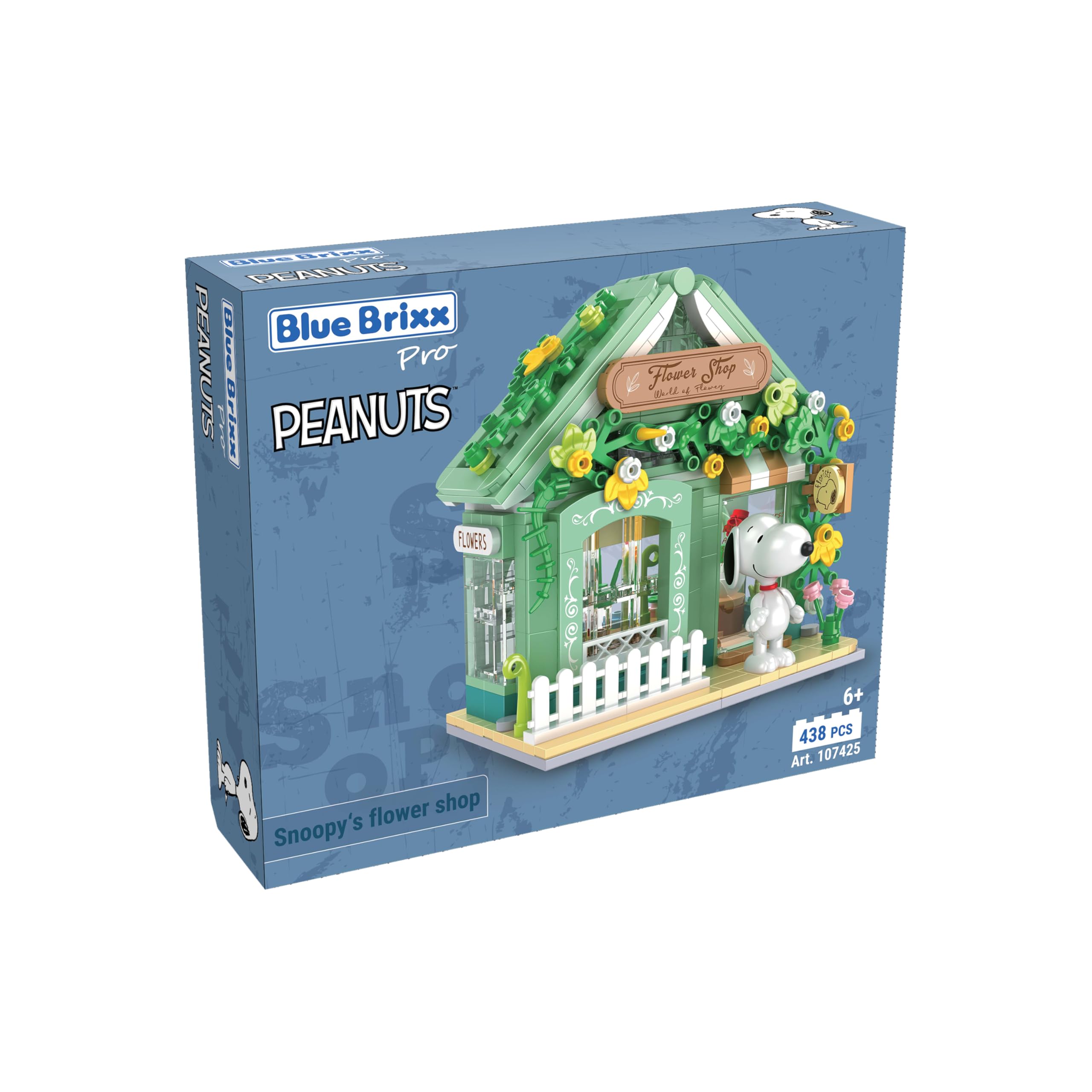 BlueBrixx Pro Snoopy Mit Blumen – 538 Diamond Bricks, Lizenziert, Zum Bauen & Sammeln