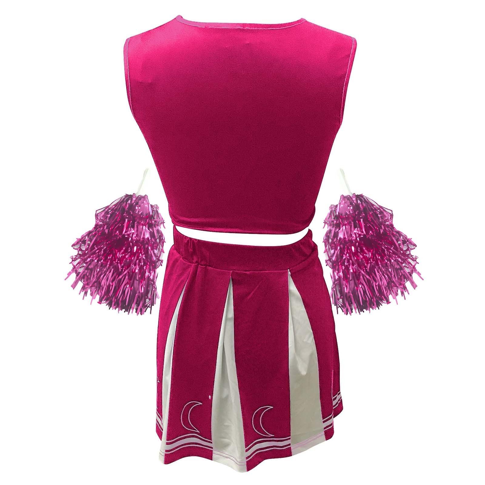 Generisch Cheerleader Kostüm Damen Cheerleaderkostüm Sport Mit Pompoms Cheer Outfit Karneval,Mottoparty Party Kostüme Disco Outfits 01