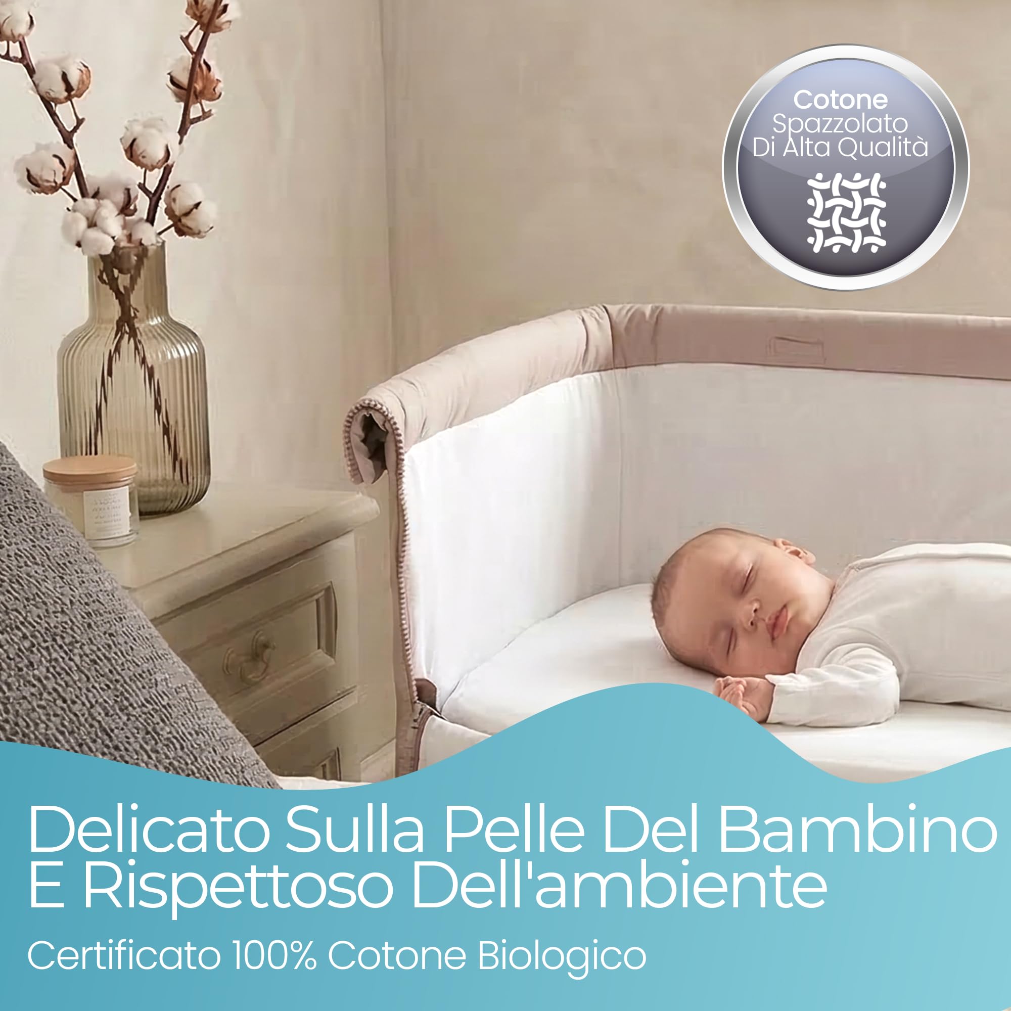 Lenzuola Next To Me 51x85 – Set Di 2 Pezzi Colore Bianco Lenzuolo Angoli Next To Me in 100% Cotone Biologico - Elasticizzate e Ultra morbide