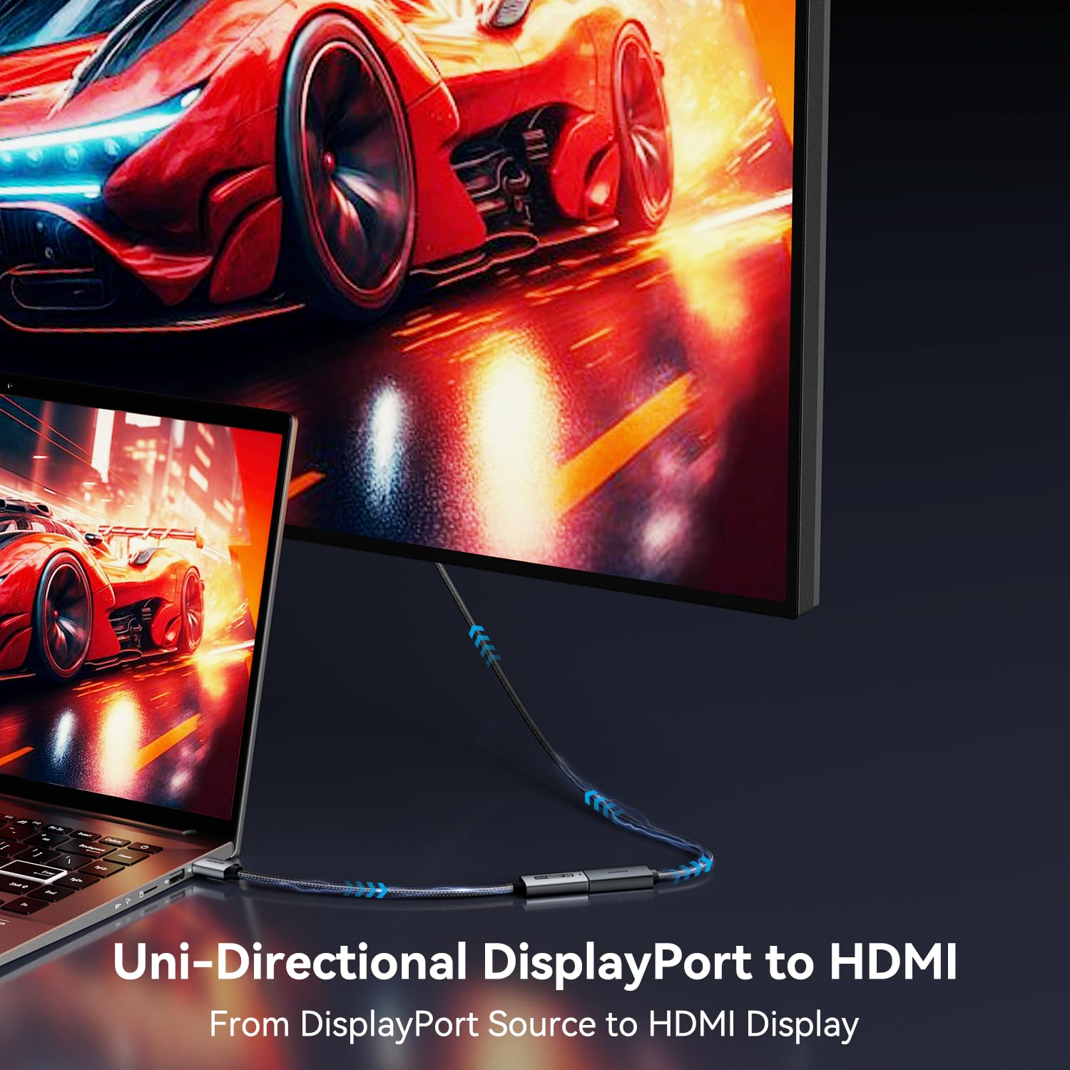 BENFEI Adattatore da DisplayPort 1.4 a HDMI 2.1 8K@60Hz/4K@240Hz/1080P@480Hz, da computer DP unidirezionale a monitor HDMI, convertitore in alluminio ad alte prestazioni per monitor da gioco, TV, AMD