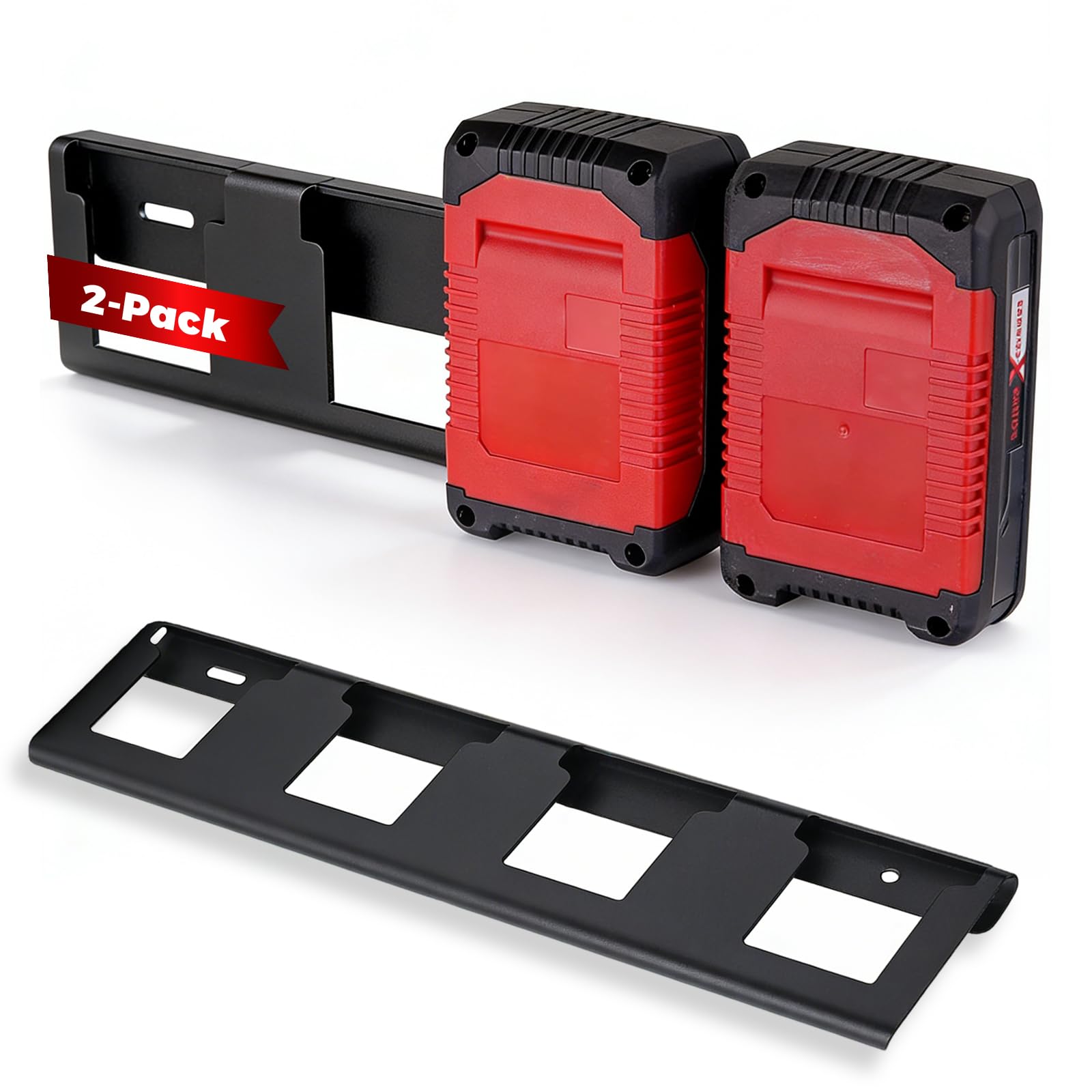 2 Support Batterie,Support Mural Compatible avec Einhell Power X-Change 18V & 36V,Peut Accueillir 8 Batteries Utilitaires,Acier Titane Durable Matériau,pour Garage,Atelier,Abri jardin,Maison