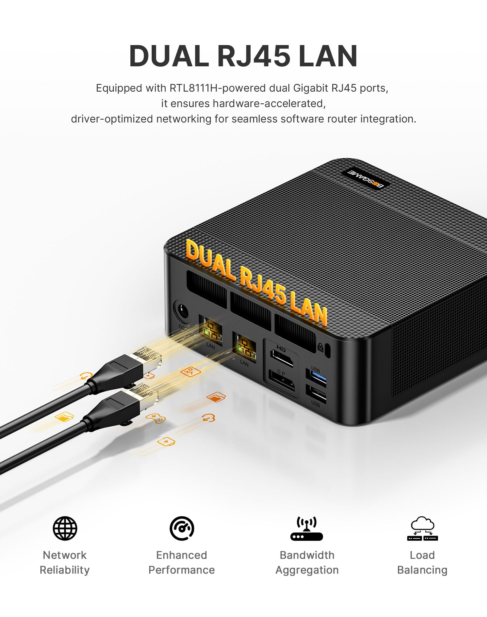 BOSGAME P6 Gaming Mini PC Ryzen 9 6900HX (8C/16T, up to 4.9GHz) Mini PC, 32GB LPDDR5 1TB NVMe SSD Mini Desktop, 1 x Type-C, 1 x DP, 1 x HDMI, Dual RG45 NIC, Wi-Fi 6E, BT5.2 — view 6