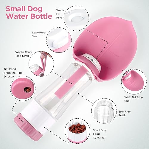Miniatura 2 de Botella de agua para perros, botella de agua para mascotas con contenedor de alimentos y alimentador para beber, a prueba de fugas, sin BPA,