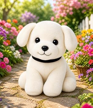 25cm Dog Plush Soft Toy Cute Kids Animal Home Decor Boys/Girls/Baby Soft and Cuddly White Puppy Stuffed Toy