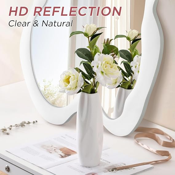 Irregular Wall Mirror - 20 x 28 Asymmetrical Wavy Mirror, Modern Decorative Wall Mirror with Black Wood Frame for Bedroom, Living Room, Entryway, Bathroom, Cloakroom